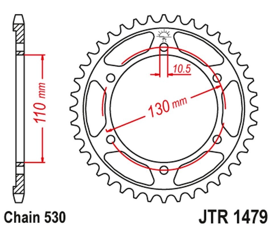 Pignon arriere JT 241 en acier 48 dents pour moto Yamaha YZF-R1 1000 de 2009 a 2014