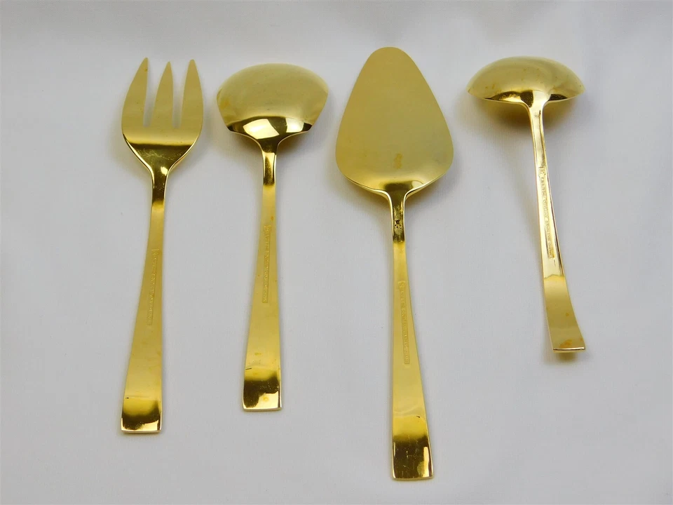 4 piezas para porciones LC cubiertos de por vida CARLOTTA oro electrochapado acero inoxidable Japón Nuevo de Lote Antiguo Foto 4 de 4