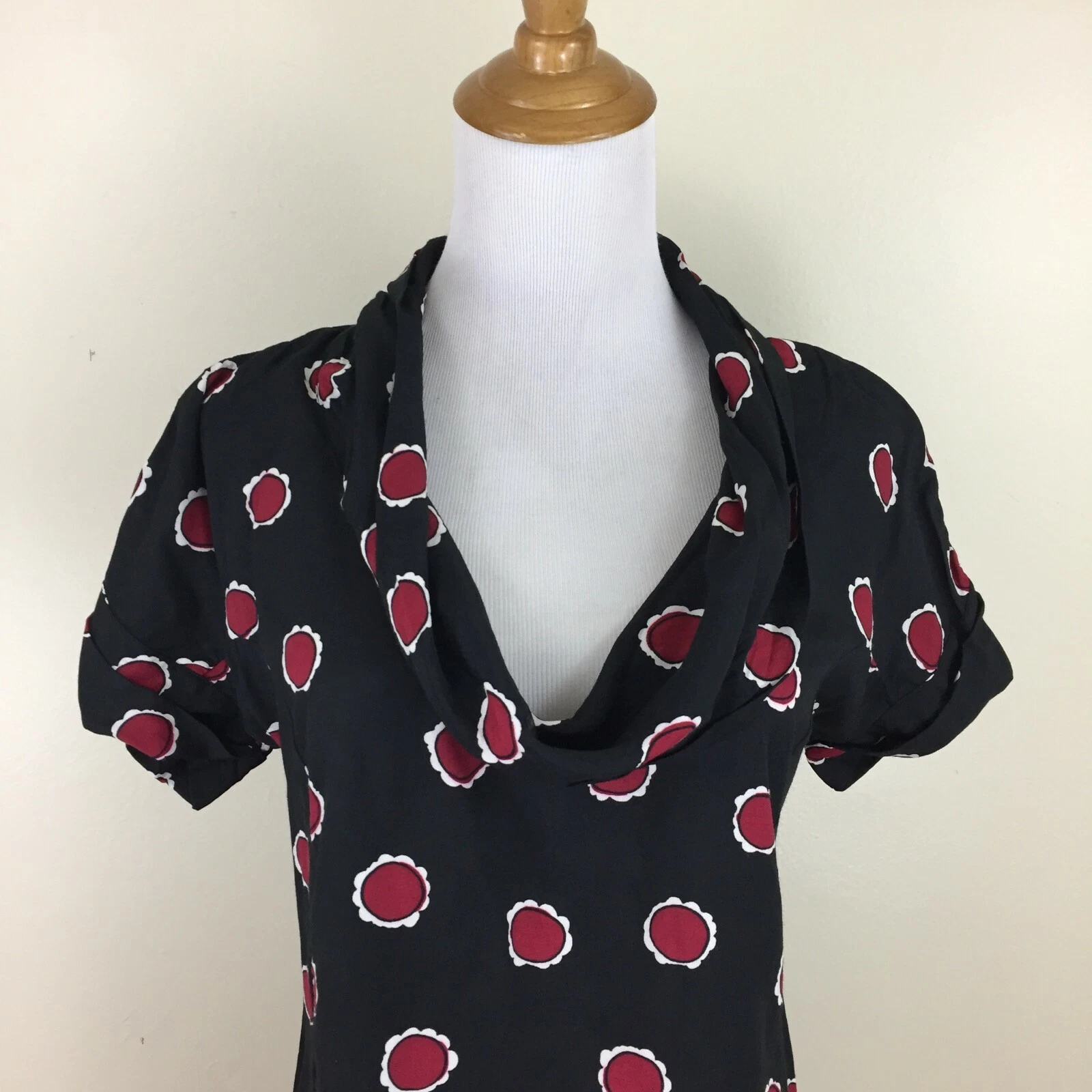 Camicia donna LOVE MOSCHINO Italy nera rossa bianca collo cappuccio manica corta tg 4