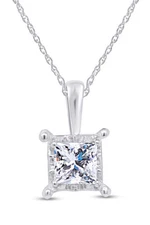 1/3 Cttw Princess Cut Diamond Solitaire Pendant Necklace in 14K  Gold Plated