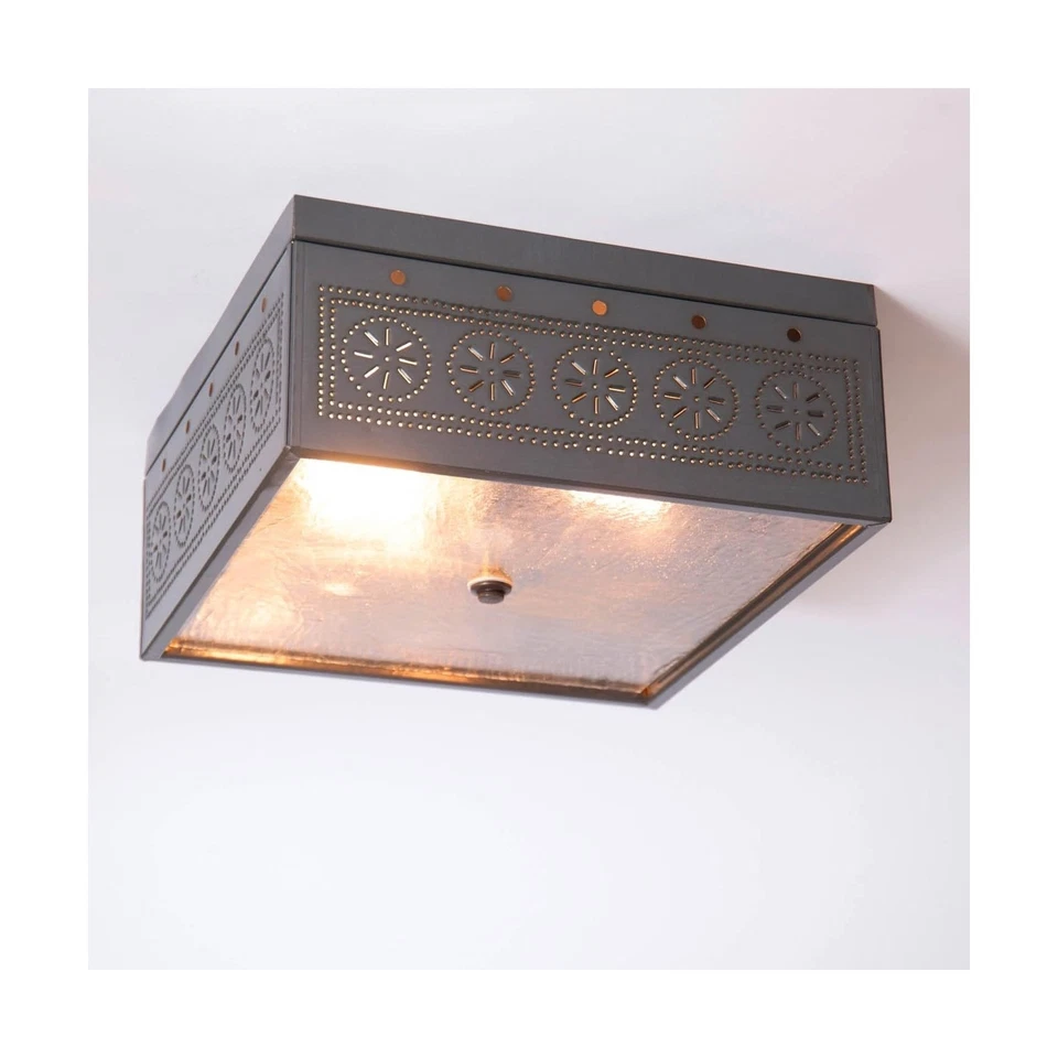 Irvin's Tinware, 431CCT, 2 Light Flush Mount Square Ceiling Light with Chisel... - Image 2 of 4
