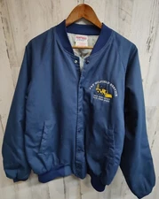 VTG Hartwell Sports Bomber Jacket Men's LG Quilted Work Wear Oil Field Logo