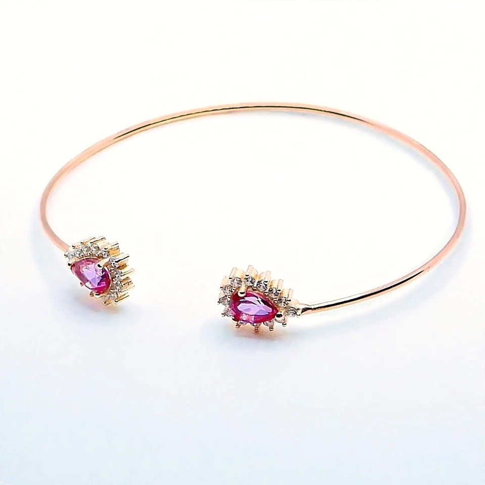 echter Pink Topas Armreif 925 Sterling-Silber mit Edelsteine Rosegold vergoldet - Bild 3 von 4