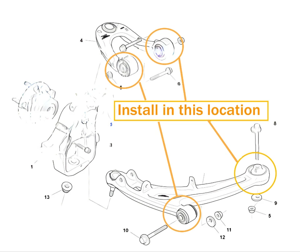 Kit de bucha de braço de controle dianteiro para Aston Martin DB9 DBS RAPIDE V8Vantage Virage - Imagem 4 de 4