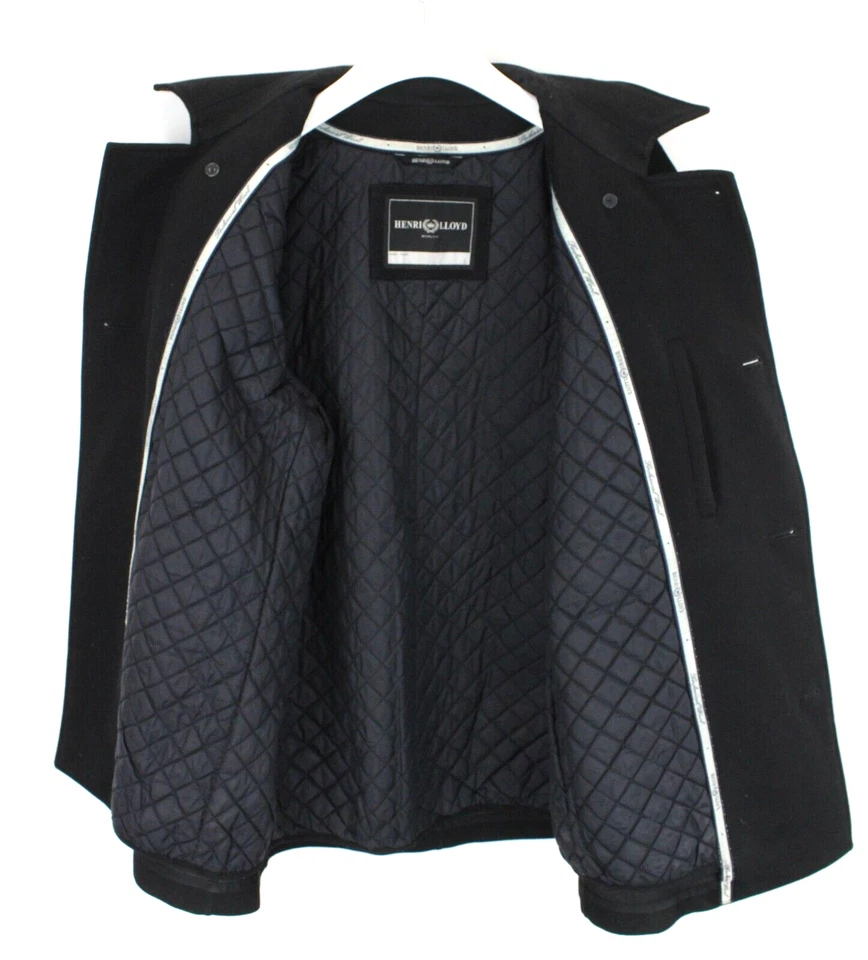 HENRI LLOYD пальто мужской большой двубортный шерстяная смесь черный - Изображение 4 из 4