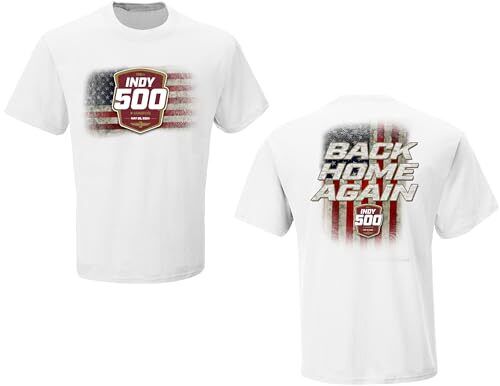 108th Indianapolis IndyCar 2024 Adult 500 Race 5.26.2024 Home Again White Shirt - Picture 1 of 2