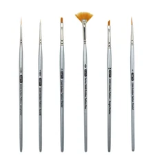 AS-37 Golden Taklon Synthetic Mini Detail Brush Set 6 pcs