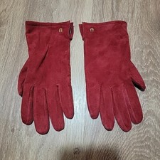 Vtg ETIENNE AIGNER Suede Leather Maroon Red Driving Gloves Womens Ladies Sz M 9"
