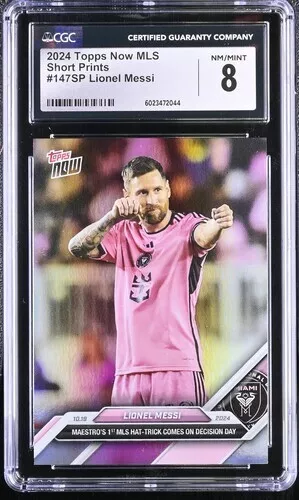 2024 Topps Now MLS #147SP SP Foil Short Print Lionel Messi card CGC 8