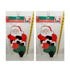 2-Vintage Jointed Santa Cutout 18" Cardstock 2-sided CLAUS W/TOY SACK NIP Lot-2