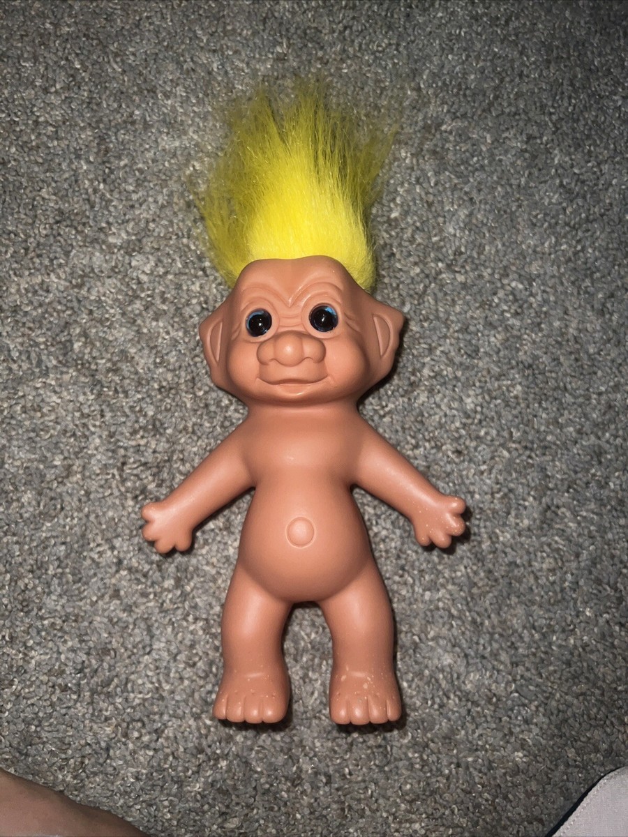 Vintage Troll Doll Yellow Yellow Haircut 10” 1980's Korea Made