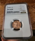 1958 d uncirculated Lincoln wheat cent NGC MS 66 RD