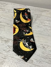 Vintage 1996 Looney Tunes Halloween Necktie with Bugs Bunny and Taz Tie
