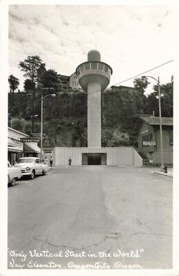 #ad Vertical Street Elevator Oregon City Oregon OR Typewriter Store c1950 RPPC $13.46