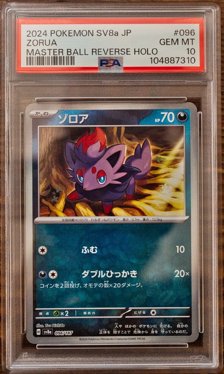 ポケモンカードゲーム PSA10 ZORUA ZOROARK MASTER BALL REVERSE PSA 10 Zorua Zoroark Master Ball Holo sv8a Terastal Fes SEQ
