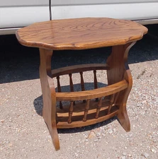 Solid Oak Magazine Rack End Table  (MRT37)