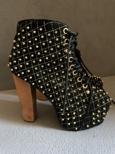 Jeffrey Campbell Lita Q Gold Studded Black Bootie Shoe Women's Size 5.5 M - Picture 4 of 15