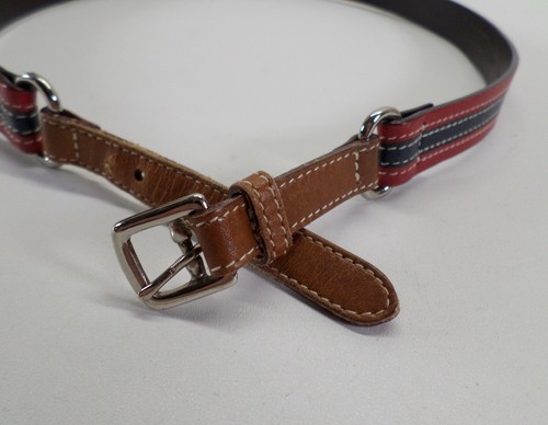 Coach Leather Belt 28 30 Small Red Blue Brown 3969 - Picture 4 of 12