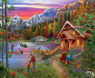 SunsOut Stone Bridge Lake 300 Piece Jigsaw Puzzle By Tom Wood