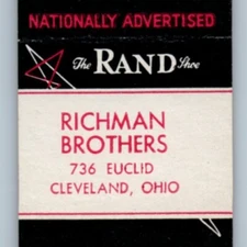 Matchcover Rand Shoe Richman Brothers Cleveland Ohio Advertising 20 Strike MBC1S