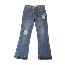 Carbon jeans men's 32x34 regular boot cut retro blue button fly denim pants