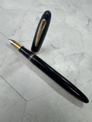 1950-52 SHEAFFER USA Admiral Touchdown 14K Gold Nib Black Fountain Pen 4.5 