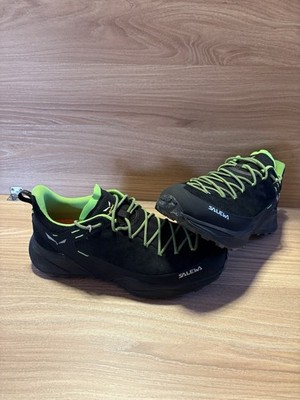 Salewa Men s MS Dropline Leather Hiking Shoes (Size 12/Black  Green Trim)