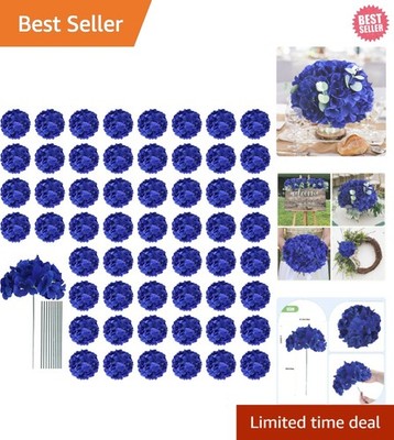 65pcs Royal Blue Silk Hydrangeas - No Damage, Long-Lasting Arrangements