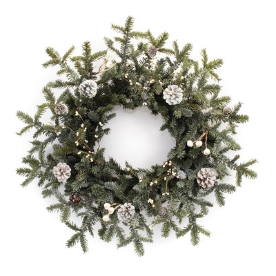 Frosted Pine Cone Berry Wreath 27''D
