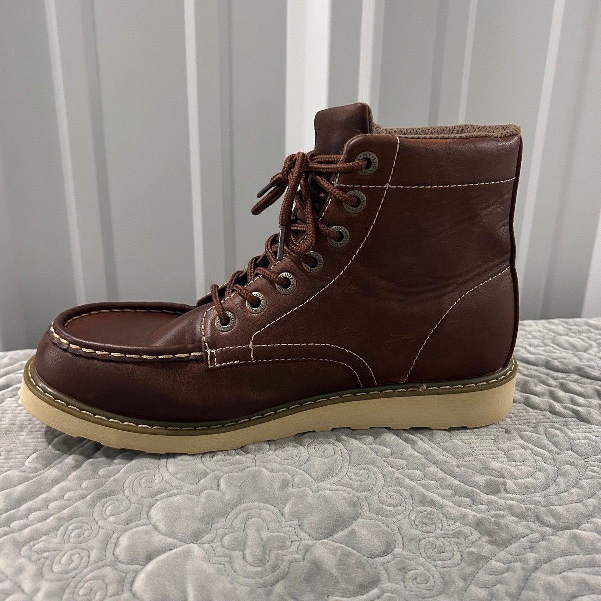 Lugz Mens Grotto II Moc Toe Boots Brown Monterey Wedge Sole 