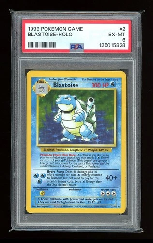 1999 POKEMON BASE SET UNLIMITED #2 BLASTOISE-HOLO PSA 6