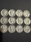 Mercury Dimes 90% Silver 1934-1945 Lot of 12
