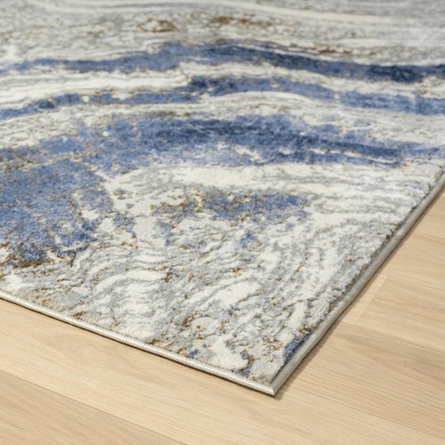 Marble Abstract Area Rug, Blue 2x3 - Picture 5 of 8