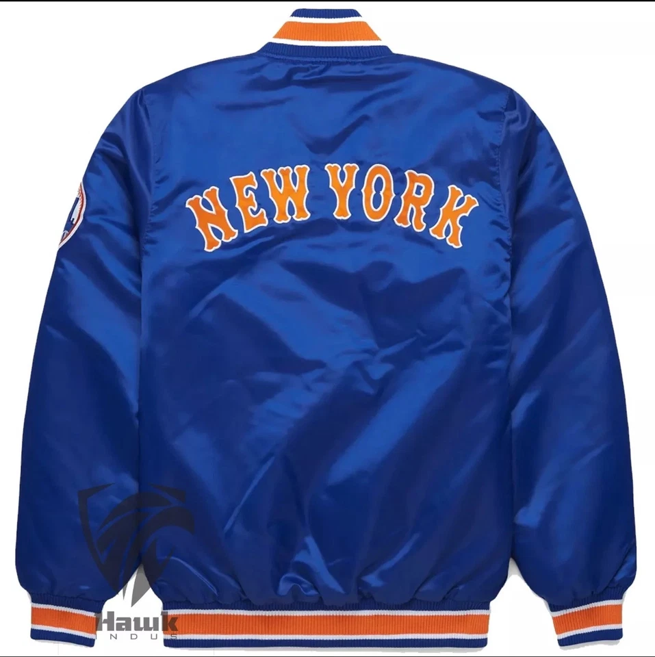Chaqueta de béisbol de satén de Nueva York estilo vintage chaqueta de moda callejera Foto 3 de 4