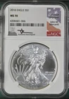 2016 American Silver Eagle ASE NGC MS70 Mercanti Signed Flag Label RARE Low Pop