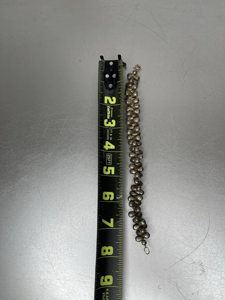 Pulsera lágrima cuentas cobre pirita vintage 7,5 pulgadas Foto 3 de 3