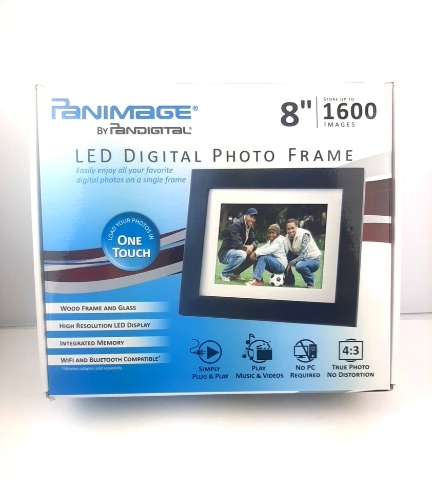 PANIMAGE by PANDIGITAL 8" LED Glass & Wood Digital Photo Frame - 1600 Photos NEW - Image 2 of 4