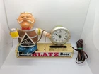 Vtg Metal 1950s Blatz Beer Barrel Man Advertising Bar Lighted Sign & Clock Works