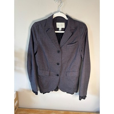 Hinge Womens Herringbone Peplum Blazer Jacket Grey  Cotton Size S HL342770MI