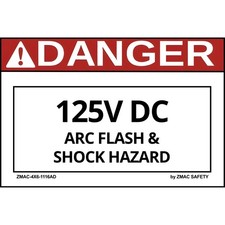 10 Pack 4x6 Volt Rating 125v Dc Label Sticker Decal 1116