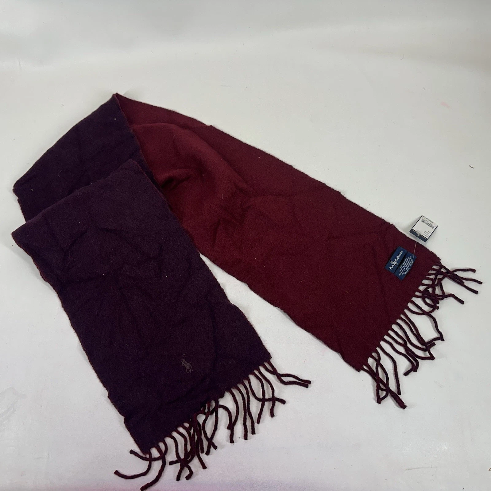 Polo Ralph Lauren Solid Wool Blend Scarf Burgundy Wine Purple 63"x9.25"