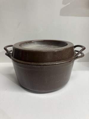 Vintage Doufeu Cousances #24 Brown Cast Iron Enamel Dutch Oven
