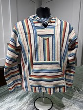 Ron Jon by Original Senor Lopez Baja Hoodie Cream Rainbow Stripe size Small