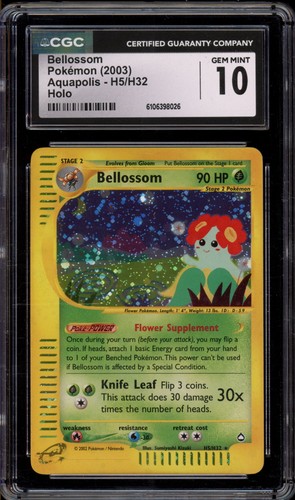 Pokemon Bellossom Aquapolis Holo Rare #H5 CGC 10 Gem Mint