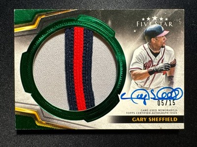 2024 Topps Five Star Gary Sheffield Patch Auto /15 Game Used Jersey Braves