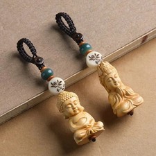 4cmHandcarved Tathagata Buddha Wooden Pendant Boxwood Buddhist Keychain Buddhist