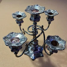Antique Wilcox Silverplate Co 8521 Silver Plated 4 Arm Victorian Candlestick