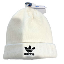 Adidas Beanie Originals Trefoil Cuffed Hat White w/Black Logo NWTs