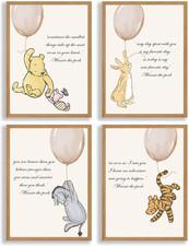 ZsaTuiy 4PCS Nursary Baby Syuff -Winnie Nursery Decor Posters - Pooh Wall Decor,