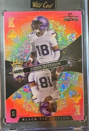 2026 Wild Card ‘Stacked Deck’ - Justin Jefferson 1/1 Mirror - Disco Rainbow Foil